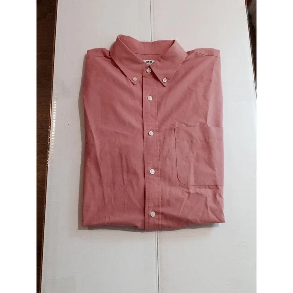 Uniqlo Oxford Button Down Crisp 100% Cotton Size M Pink/Light Brick. Excellent - Picture 9 of 10